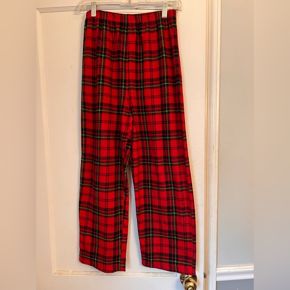 Red plaid fleece pajama lounge pant